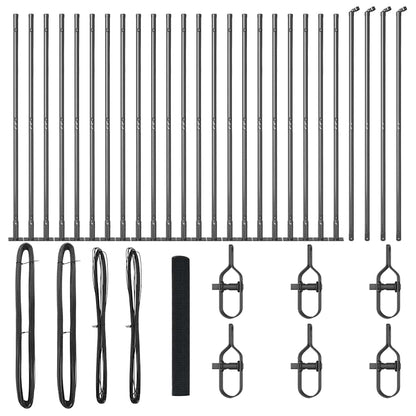 Zaun mit Pfosten Grau 1,2 x 50 m Stahl
