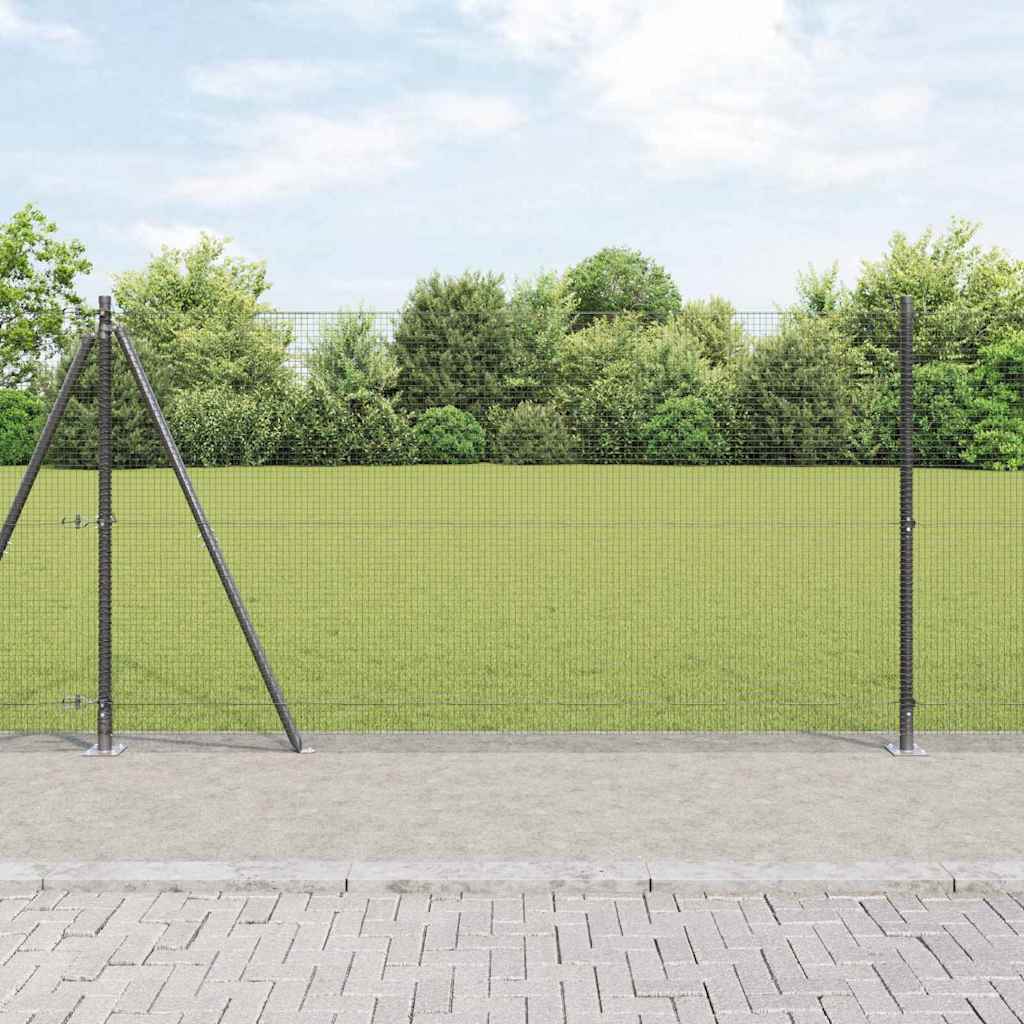 Zaun mit Pfosten Grau 1,2 x 50 m Stahl