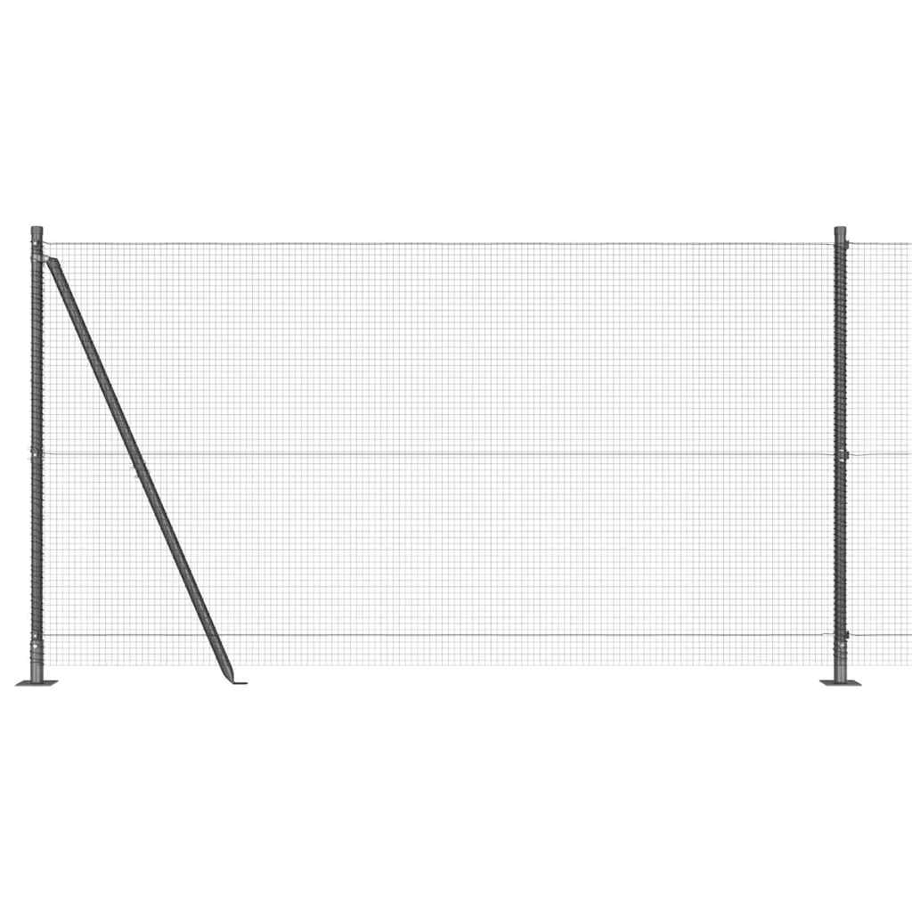 Zaun mit Pfosten Grau 1,2 x 50 m Stahl