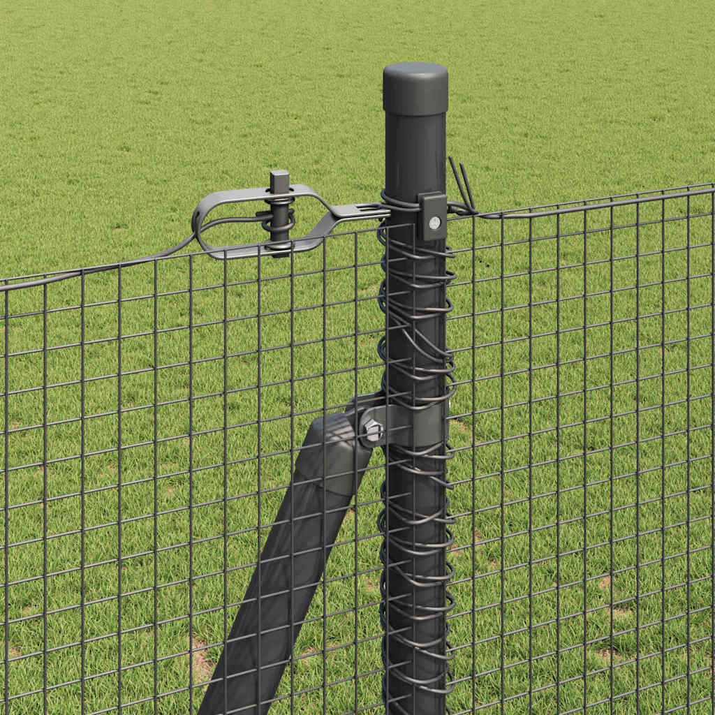 Zaun mit Pfosten Grau 1,4 x 50 m Stahl