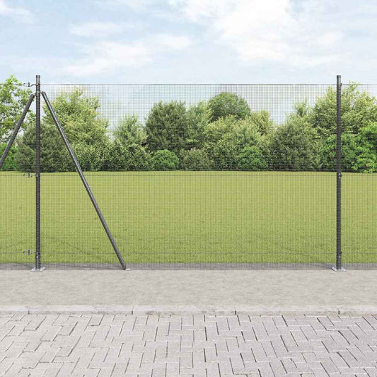 Zaun mit Pfosten Grau 1,5 x 50 m Stahl