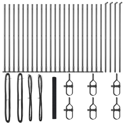Zaun mit Pfosten Grau 1,5 x 50 m Stahl