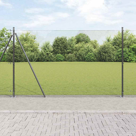 Zaun mit Pfosten Grau 1,5 x 50 m Stahl