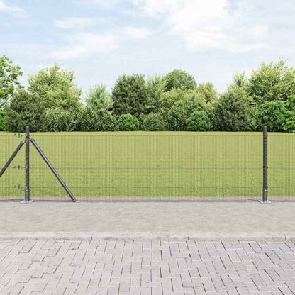 Zaun mit Pfosten Grau 0,4 x 100 m Stahl