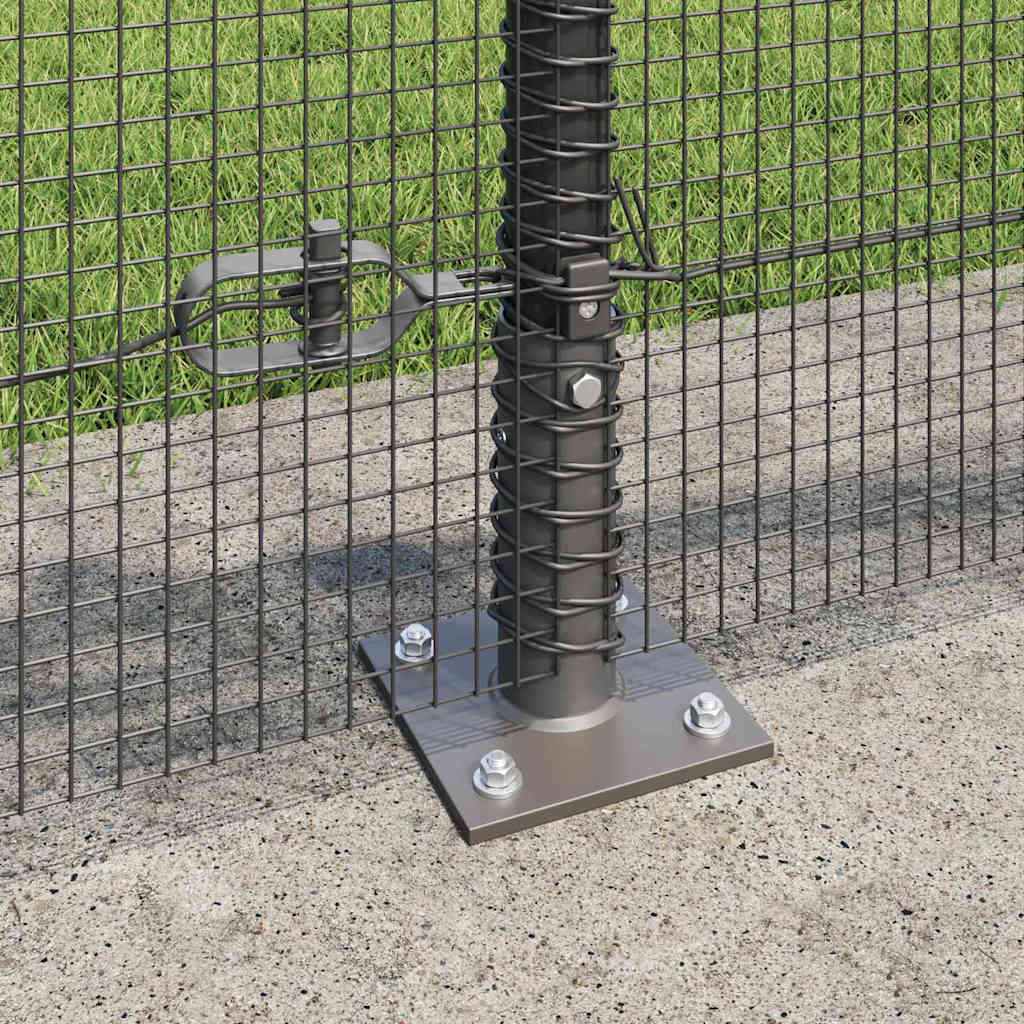 Zaun mit Pfosten Grau 0,5 x 100 m Stahl
