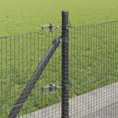 Zaun mit Pfosten Grau 0,5 x 100 m Stahl