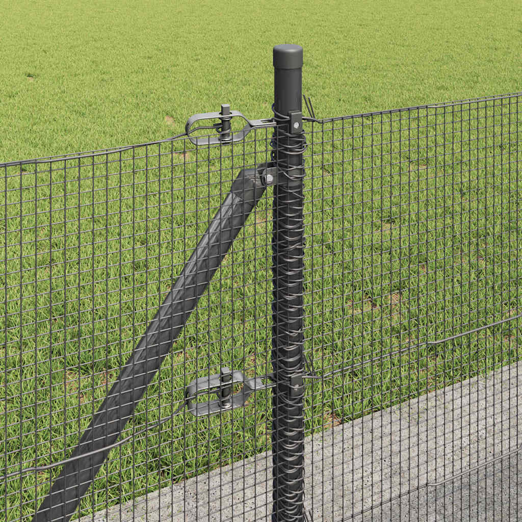 Zaun mit Pfosten Grau 0,6 x 100 m Stahl