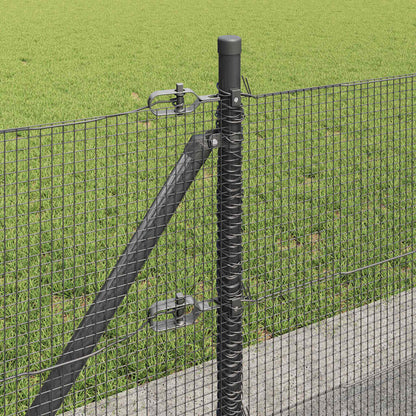 Zaun mit Pfosten Grau 0,6 x 100 m Stahl