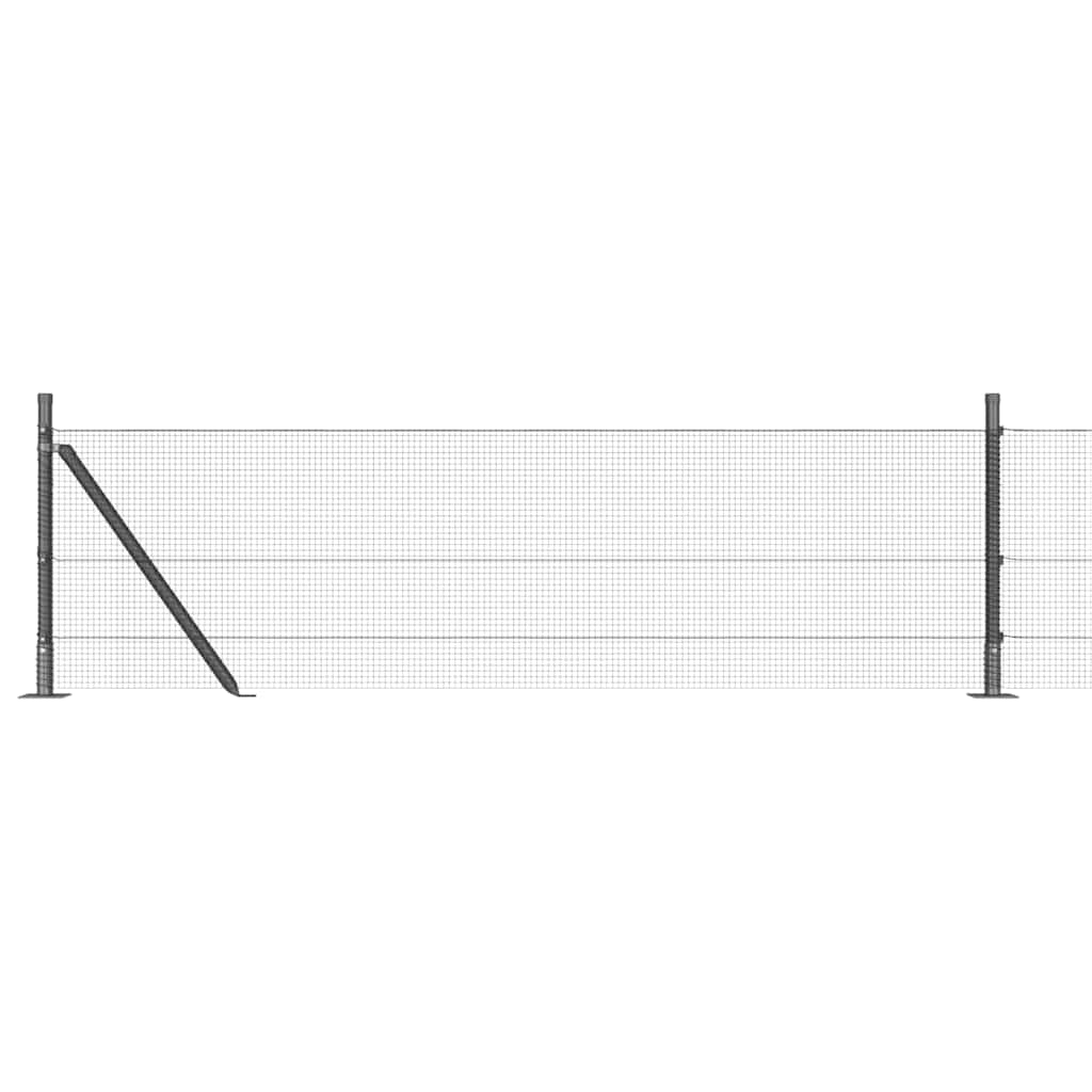 Zaun mit Pfosten Grau 0,6 x 100 m Stahl
