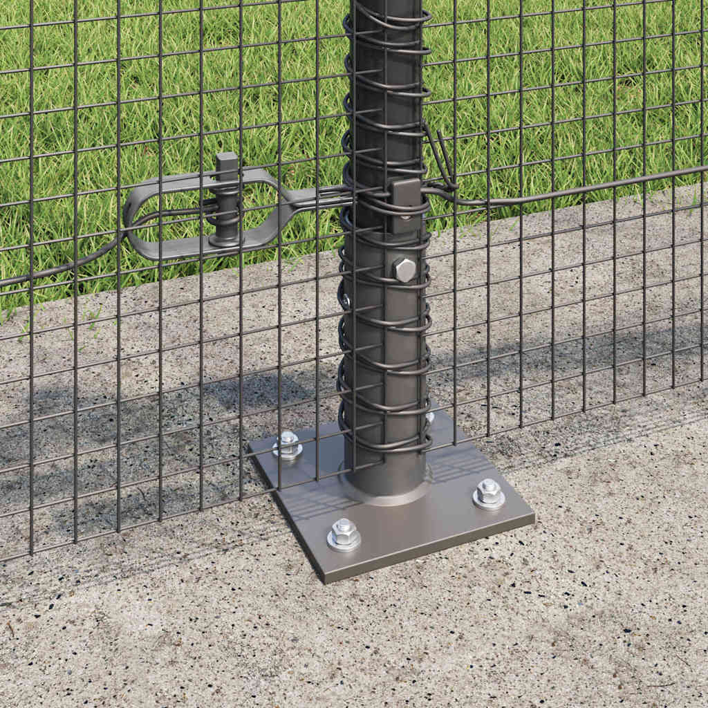 Zaun mit Pfosten Grau 0,6 x 100 m Stahl