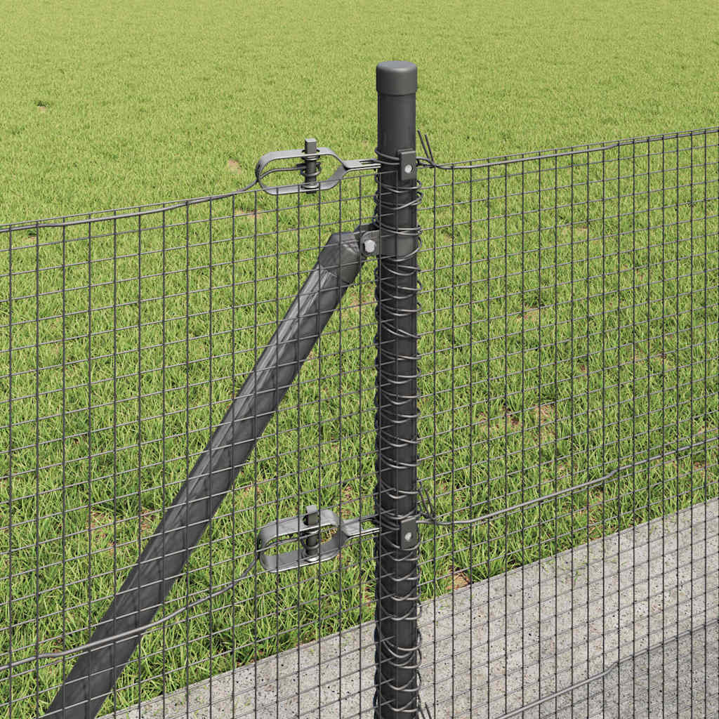 Zaun mit Pfosten Grau 0,6 x 100 m Stahl