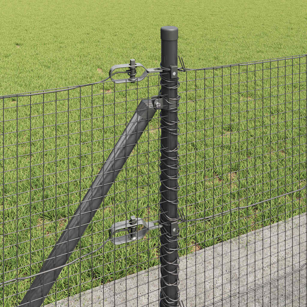 Zaun mit Pfosten Grau 0,6 x 100 m Stahl