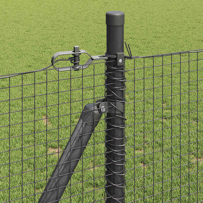 Zaun mit Pfosten Grau 0,8 x 100 m Stahl