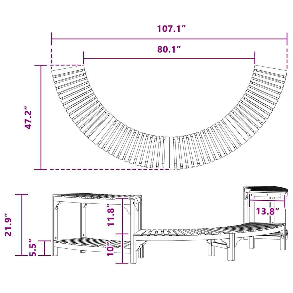 Whirlpool-Umrandung Braun 272 x 120 x 55.5 cm Akazie Massivholz