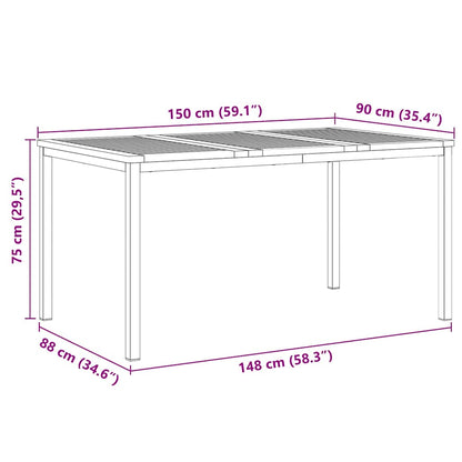 Esstisch für draußen Braun 150 x 90 x 75 cm Akazie Massivholz