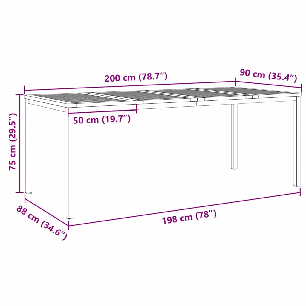 Esstischfürdraußen Braun 200x90x75cm Massives Akazienholz