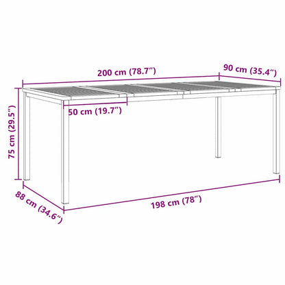 Esstisch für draußen Braun 200 x 90 x 75 cm Teak-Massivholz