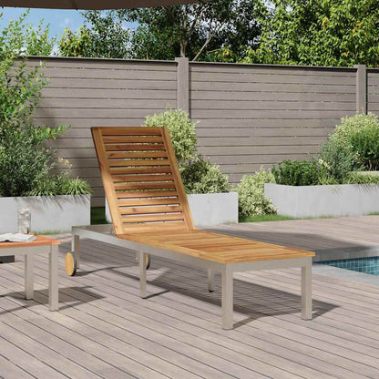 Sonnenliege 1-Person Braun 207 x 58 x 35cm Massivholz Akazie
