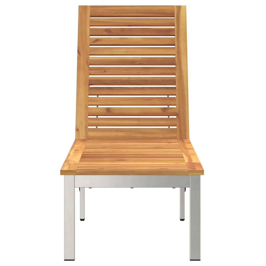 Sonnenliege 1-Person Braun 207 x 58 x 35cm Massivholz Akazie