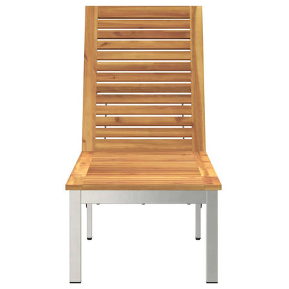 Sonnenliege 1-Person Braun 207 x 58 x 35cm Massivholz Akazie