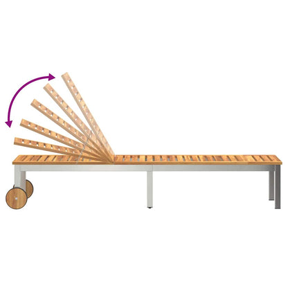Sonnenliege 1-Person Braun 207 x 58 x 35cm Massivholz Akazie