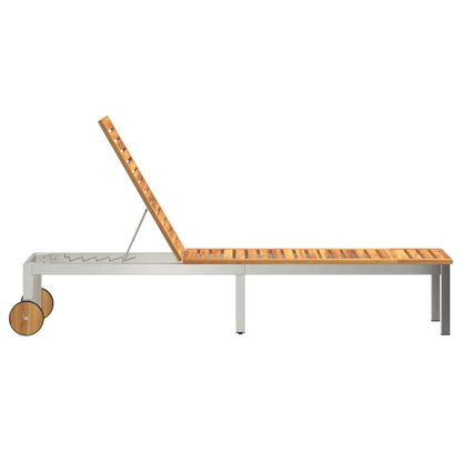 Sonnenliege 1-Person Braun 207 x 58 x 35cm Massivholz Akazie