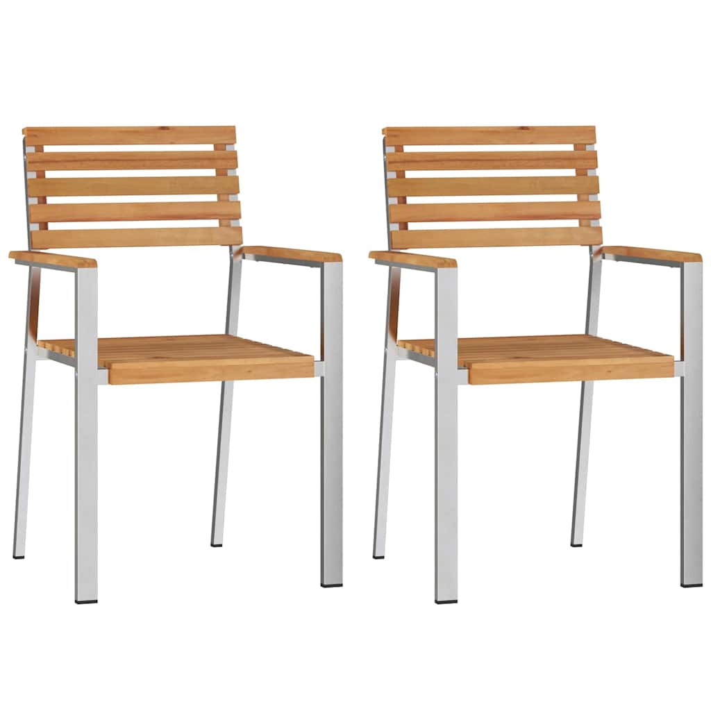 Gartenstuhl 2 pcs Braun 56 x 54,5 x 87cm Massivholz Teak