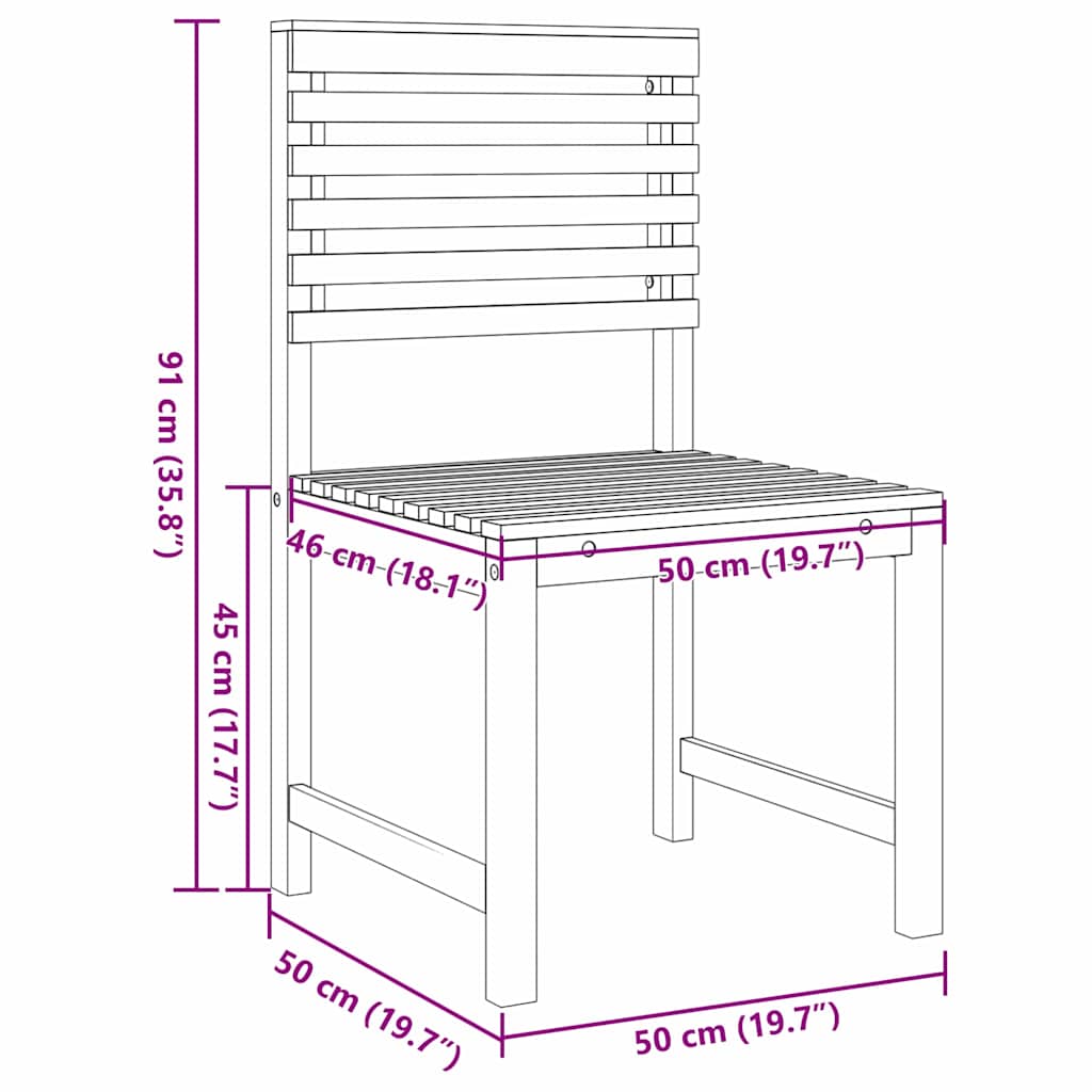 Gartenstuhl 2 pcs Braun 50 x 50 x 91cm Massivholz Akazie