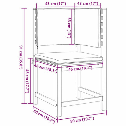 Gartenstuhl Braun 50 x 50 x 91cm Massivholz Akazie