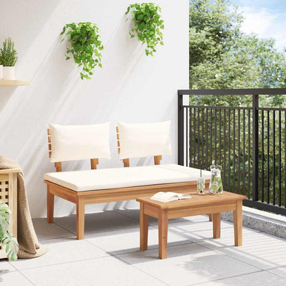 Gartenbank 2 pcs Braun Massivholz Teak