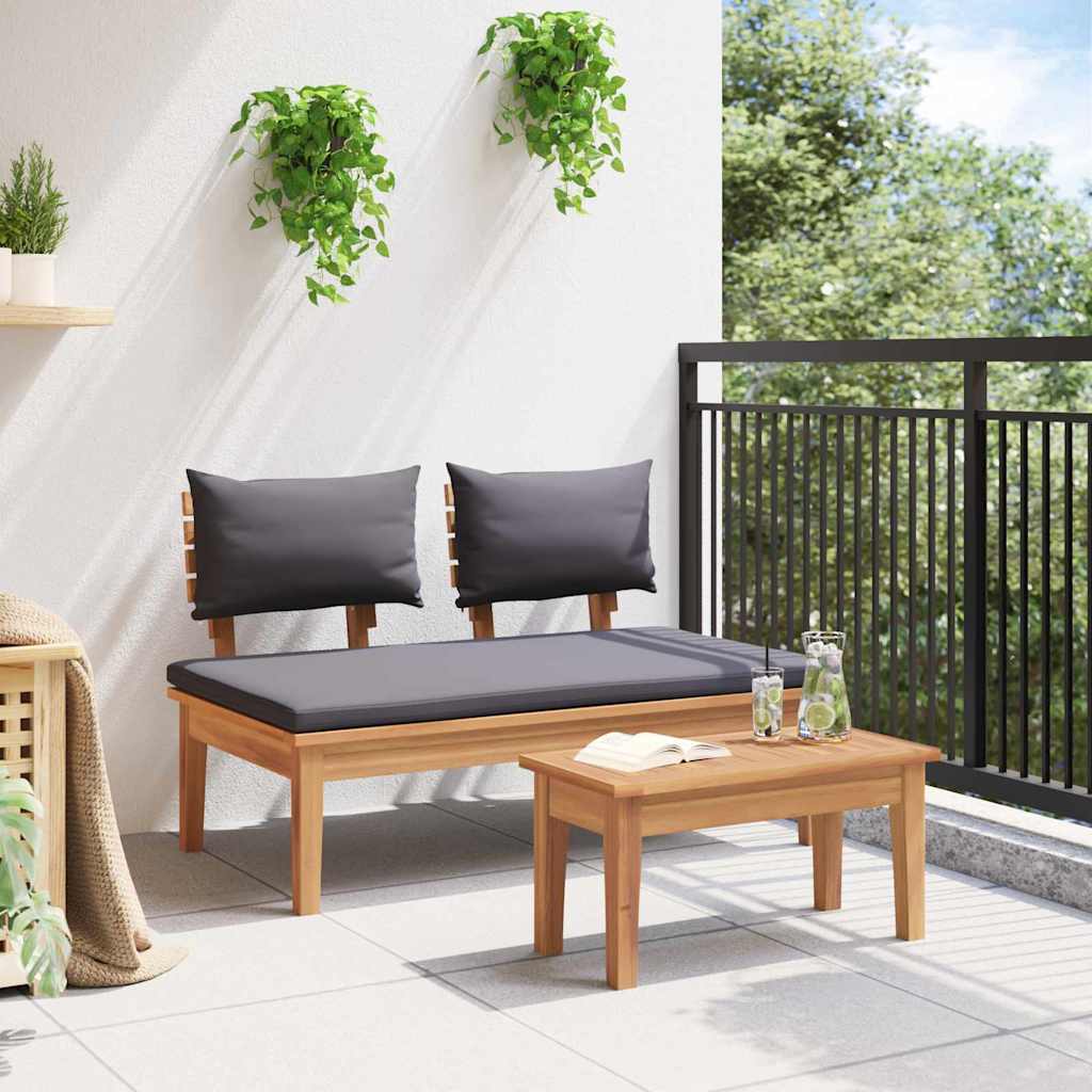 Gartenbank 2 pcs Braun Massivholz Teak