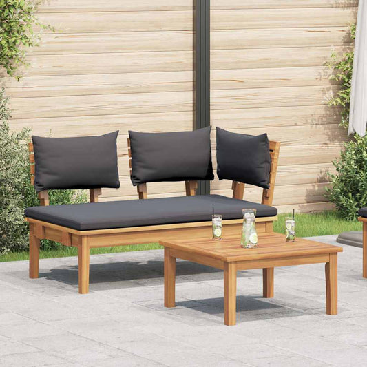 Gartenbank 2 pcs Braun Massivholz Teak