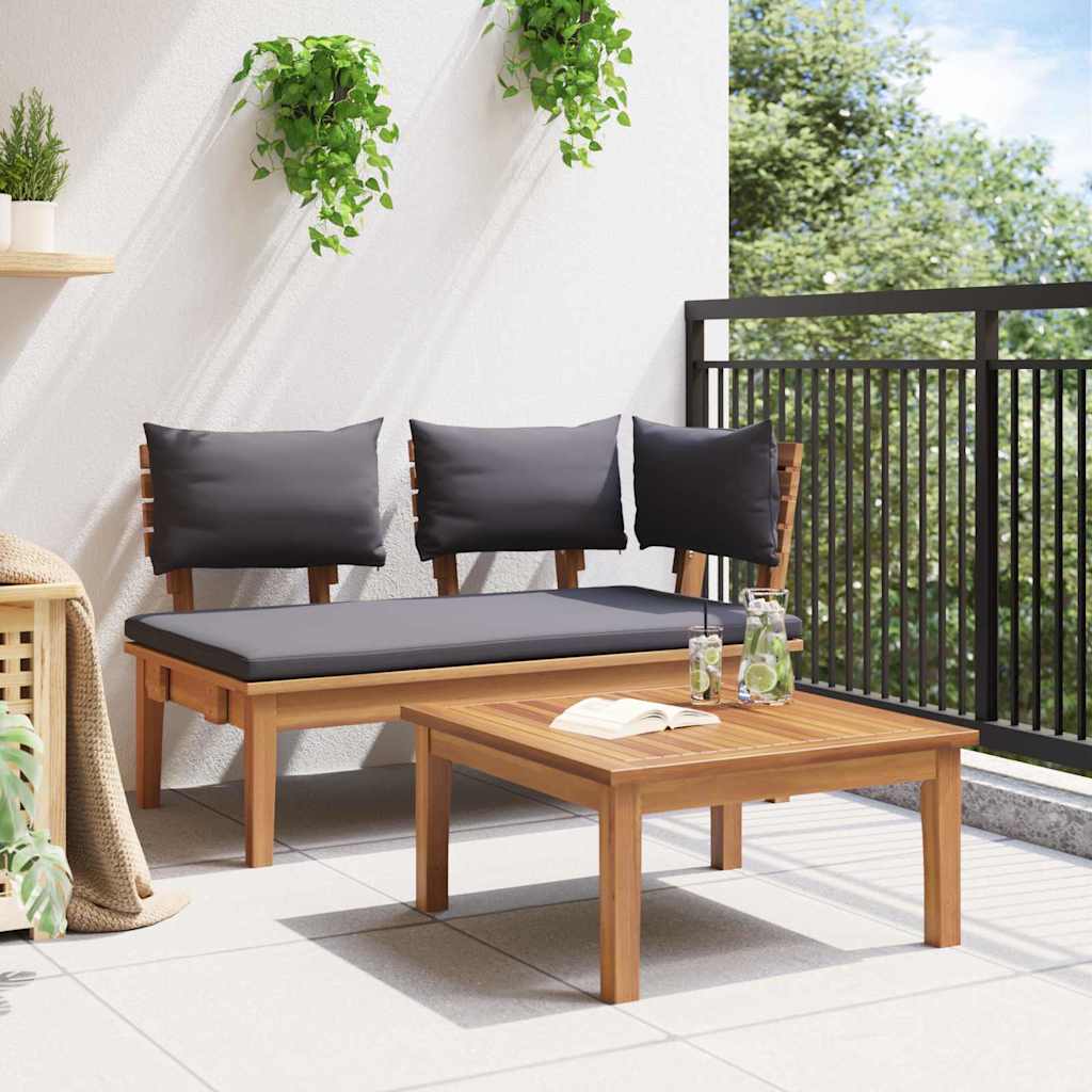 Gartenbank 2 pcs Braun Massivholz Teak