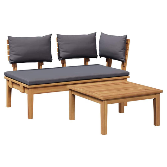 Gartenbank 2 pcs Braun Massivholz Teak