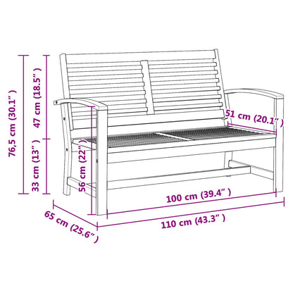 Gartenbank Natur 110 x 64 x 76.5 cm Teak-Massivholz