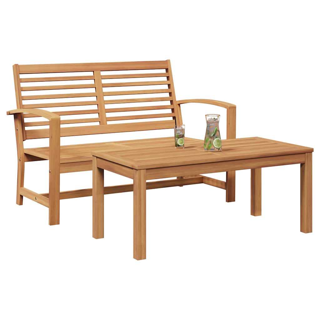 Garten-Sofa-Set 2 pcs Natur Teak-Massivholz