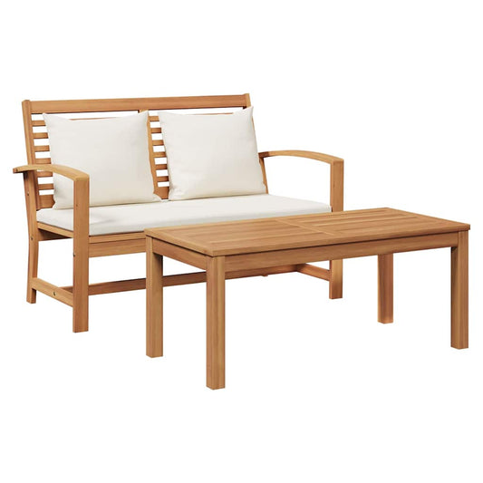 Garten-Sofa-Set 2 pcs Natur Teak-Massivholz