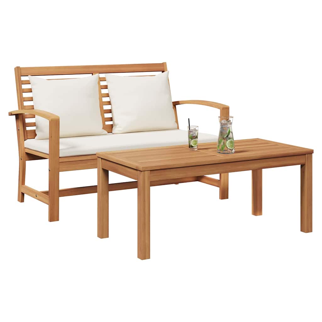Garten-Sofa-Set 2 pcs Natur Teak-Massivholz