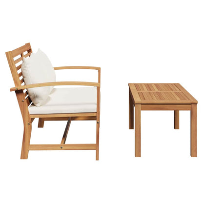 Garten-Sofa-Set 2 pcs Natur Teak-Massivholz