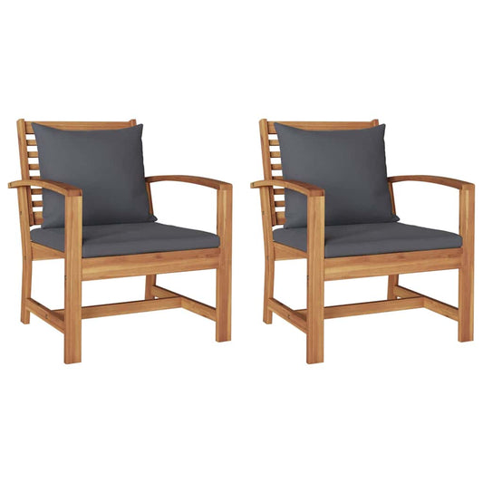 Gartenstühle 2 pcs Natur 60 x 65 x 76.5 cm Teak-Massivholz