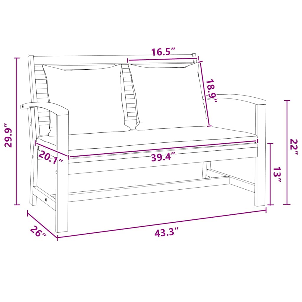Garten-Sofa-Set 2 pcs Natur Teak-Massivholz