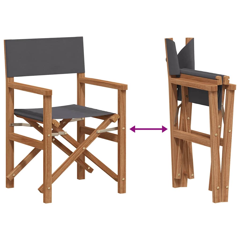 Folding Director's Chair Grau 56 x 54 x 87 cm Massivholz Teak