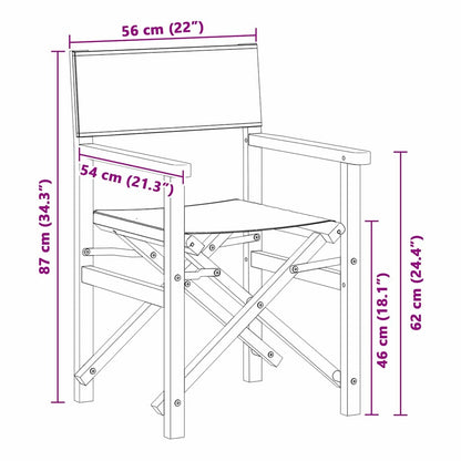 Folding Director's Chair Grau 56 x 54 x 87 cm Massivholz Teak