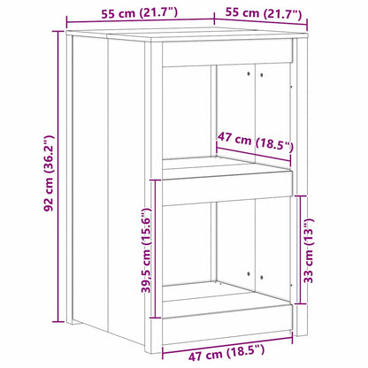 Küchenschrank mit Regal Braun 55 x 55 x 92 cm Massivholz Kiefer