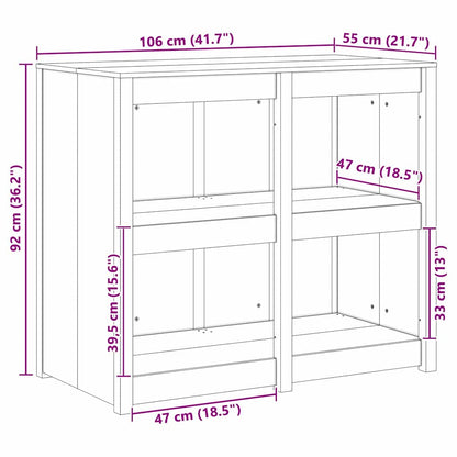 Außenküchenschrank 106x55x92 cm Massives Douglasienholz