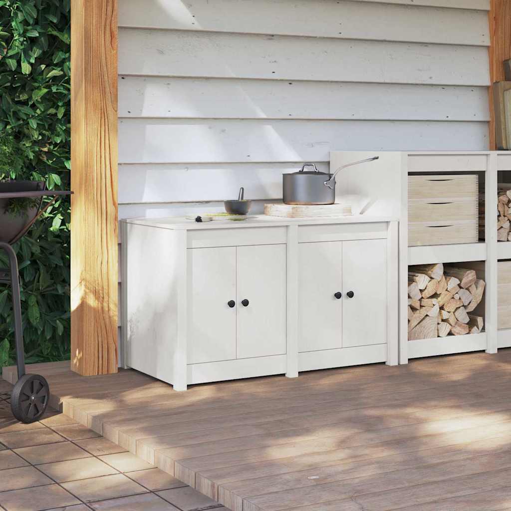 Outdoor Küchenunterschrank Weiß 106x55x64 cm Massivholz Kiefer