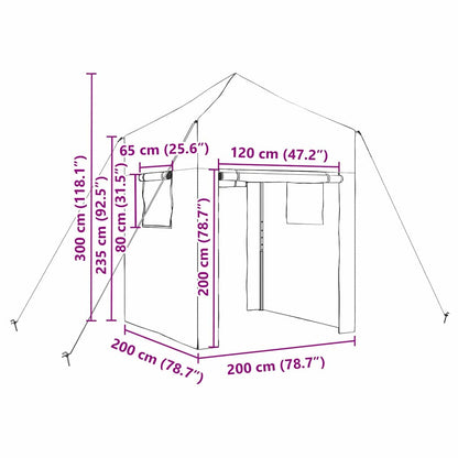 Gewächshaus mit Dach Grün 200 x 200 x 300 cm Stahl