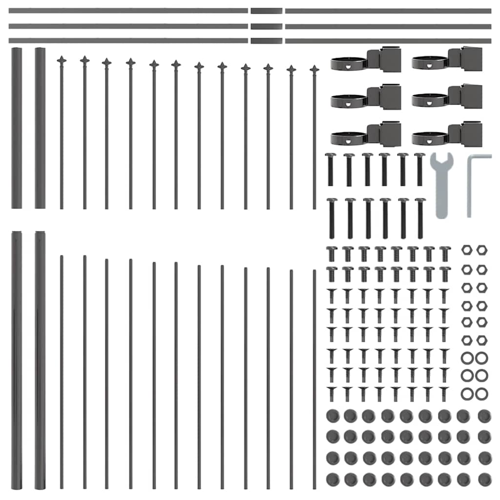 Gartenzaun Grau 170 x 175 cm Pulverbeschichteter Stahl