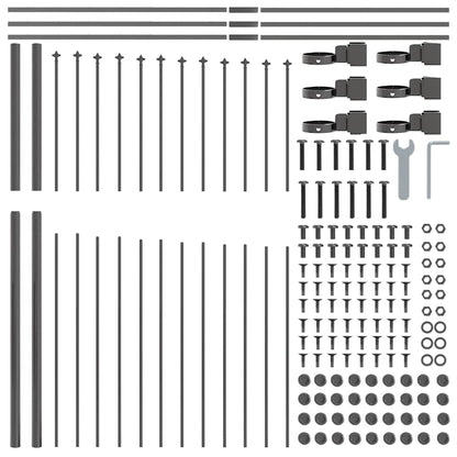 Gartenzaun Grau 170 x 175 cm Pulverbeschichteter Stahl