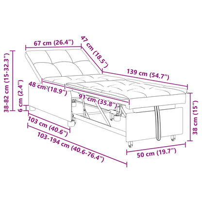 Sofa Bett Hellgrau 194 x 67 x 37 cm Stoff